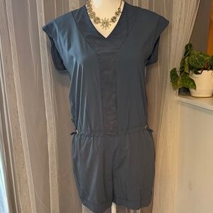 Indyeva (Title IX) Slate Blue V-Neck Romper with Waist Tie